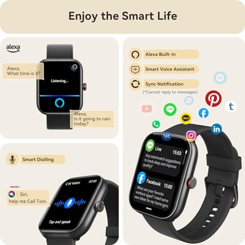 Smart Watch for Women Men, Smartwatch for iPhone & Android Bluetooth (Answer/Call) Built-in Alexa, 1.91" HD Fitness Tracker with 105+ Sport Modes, IP68 Waterproof, Sleep/Heart Rate/SpO2/Stress Monitor