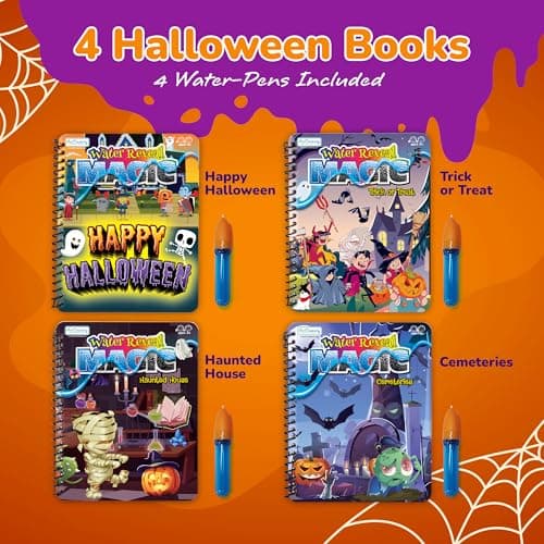 Halloween Boo Basket Stuffers for Toddlers, 4 Pack Halloween Water Coloring Books for Kids, Halloween Activities for Kids, Halloween Crafts for Toddlers, Toddler Travel Essentials, Toddler Gift Toys