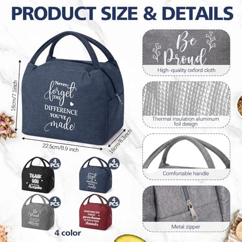 Insulated Lunch Bag, Reusable Leakproof Tote Box, Inspirational Thank You Gift, Teacher Coworker Volunteer Customer Nurses 16 Pcs Christmas Employee Appreciation Gift Bulk Team Staff Classic B0GHNFCD4H