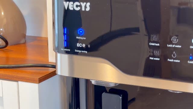 VECYS Self-Clean Bottom Loading Ice Maker Water Dispenser for 5 Gallon Bottle, Hot Cold Room Water 22LBS Daily Ice Making, Child Safety Lock, Black