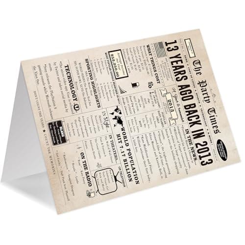 Retro 13 Year Old Bday Cards for Daughter,Son,Nephew,Niece,Brother,Sister,Large 10.6 x 7.9 Inch,Family Gathering Supply Ziwenhu Happy 13th Birthday Card Gift Decorations for Girls Boys B0DKX7JX5V
