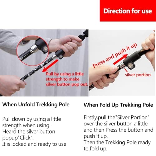 A ALAFEN Lightweight Collapsible Trekking Pole - 7075 Aluminum Adjustable Walking Stick for Hiking & Travel, Foldable Quick-Lock Design, Single Pole for Adults & Seniors