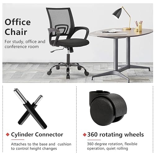 PayLessHere Office Computer Chair Ergonomic Cheap Desk Chair Adjustable Comfortable Mid Back Task Rolling Swivel with Lumbar Support for Home Office (Pack of 1, Black)