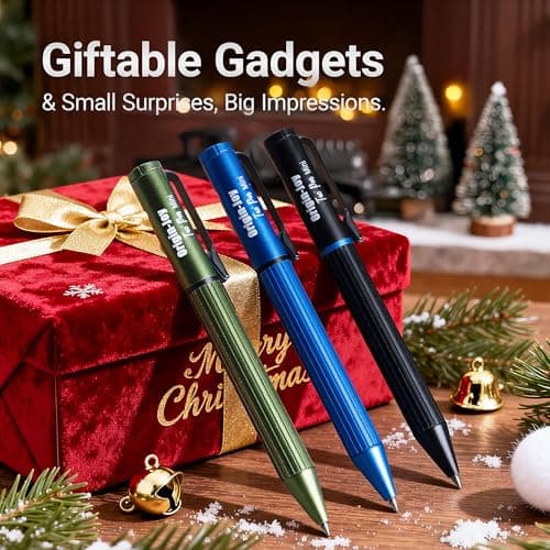 Origin-Joy Mini EDC Bolt Action Tactical Pen, Retractable Tungsten Steel Tip, Compatible with Both Ballpoint and Gel Refills (Black)