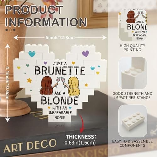 Acrylic heart building blocks, unbreakable bond desk decor, birthday gift for best friend, bestie, friend or soul sister Friendship Gifts for Women, Bestie Heart Building Block Decor B0FWY33Y5V