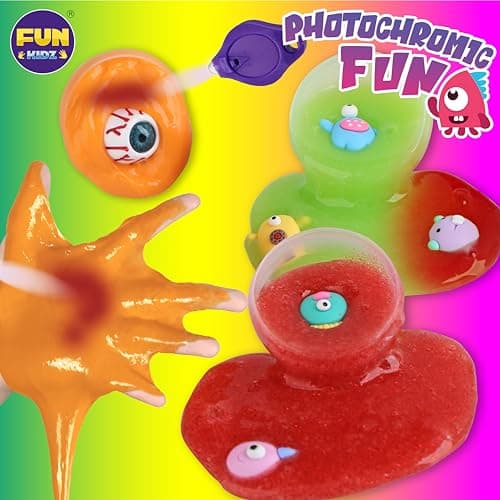 Halloween Toy Monster Slime Kit for Girls Ages 6-12, FunKidz Glow in Dark Slime Making Kit for Kids Make Soft Slime Balls with Photochromic Powder Kid Ideal Party Gifts