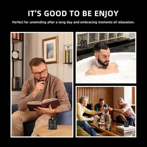 Auelife Scented Candles Set | Men Candle Set, Scented Candles for Home, Gifts for Men Aromatherapy Gift Set - 4 Pack Manly Gifts for Dad Fathers Day, Soy Candle of Leather/Smoke & Vanilla/Oak/Lavender