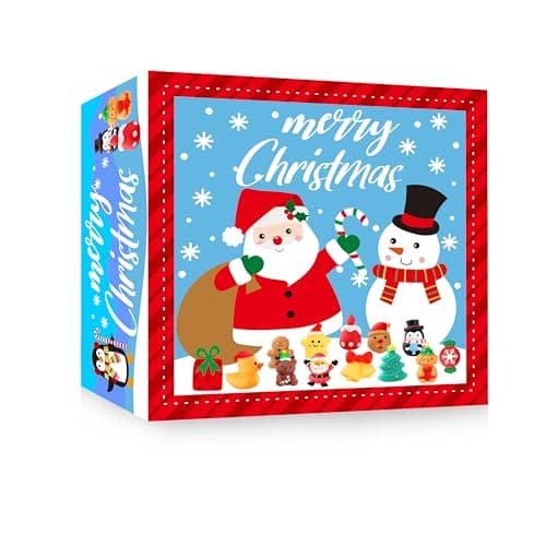 LIAM&AVA Christmas Squishy Toys, 25 PCS Mochi Squishies Bulk Toy for Girls Boys Kids, Christmas Party Favors, Christmas Fidget Sensory Goodie Bags Filler Gifts Decorations