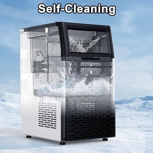 Nugget Ice Maker Machine Commercial, 80lbs/24h Undercounter Sonic Ice Machine with 20lbs Storage Bin & Dual Water Inlet, Chewable Pellet Ice for Restaurant Bar Home, Stainless Steel