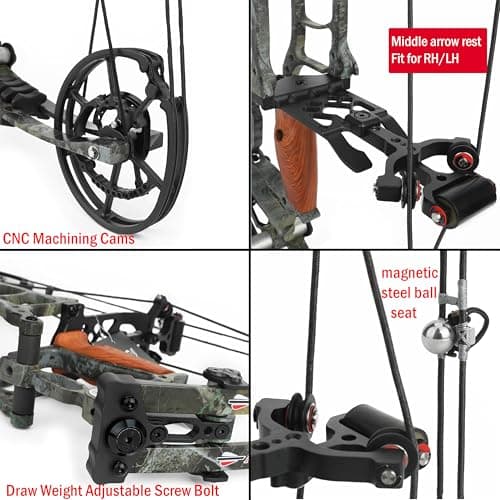 Archery Dual-use Compound Bow Set for Arrows and Steel Ball,30-65lbs Adjustable,Hunting Bows,Short-Axis Compound Bow,for Outdoor Hunting Target Shooting Practice
