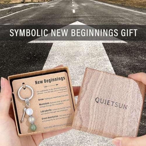 Quietsun Keychain Cute Women Gifts-New Beginnings/Birthday Gifts for Best Friends/Families/Coworkers B0GTZCSP88