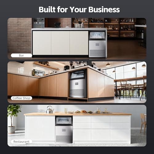 Commercial Ice Maker, 110lbs/24H, 33lbs Large Storage Under Counter Ice Maker for Business, 50 Cubes in 7-14Mins Stainless Steel Ice Machines, Self Cleaning Ice Makers for Cafe Bar Restaurant Home