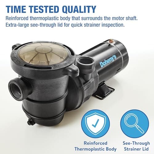 Doheny's 1.5 HP Above Ground Swimming Pool Pump | 115V, 83 GPM (1.2 THP) | Stainless Steel Shaft, Reinforced Thermoplastic, Low-Noise, High-Efficiency | 1.5" Internal & 2.5" External Threading