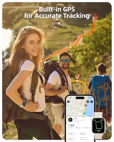 Parsonver Built-in GPS Smart Watch for Women Men with Bluetooth Calling, GPS Fitness Activity Tracker 100+ Sport Modes, Heart Rate Sleep Monitor, Waterproof Pedometer for Android & iPhone(Two Bands)