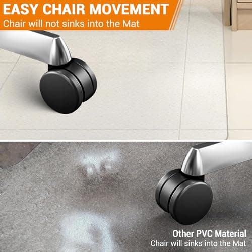 Office Chair Mat for Hard Floor, 45'' x 53'' Computer Desk Chair Mat for Floors, Easy Rolling for Office on Carpets Anti-Slip Carpet Protector for Rolling Work and Gaming Chairs