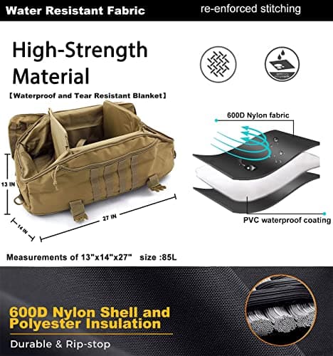 Miramrax Travel Duffle Bag Backpack for Men - Large Tactical Bags Weekender Gym Bag for Overnight Traveling Military Workout Deployment Sports (Coyote, 80L)