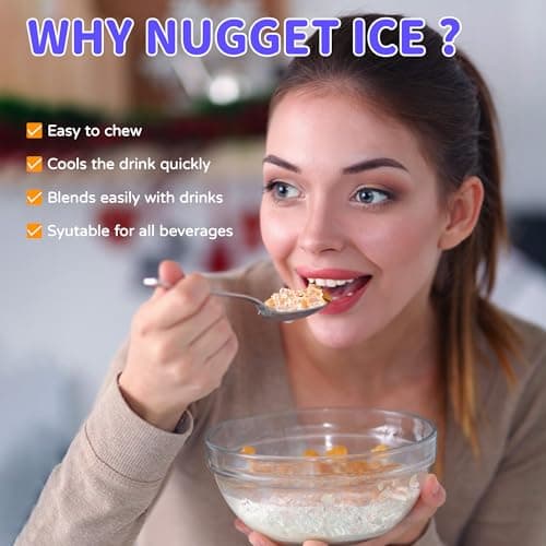 Commercial Nugget Ice Maker 80Lbs/24H with 15Lbs Storage, Stainless Steel Pellet Ice Machine, Ready in 10-15 Mins, Self-Cleaning for Home Office Bars Restaurants