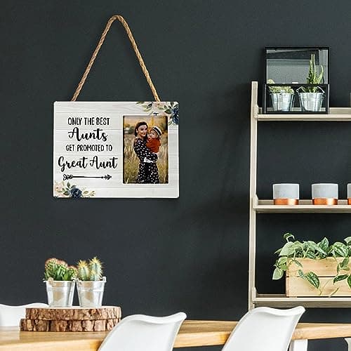 FONDCANYON Aunt Picture Frame, Only the Best Aunts Get Promoted to Great Aunt Picture Photo Frame, Pregnancy Announcements, Pregnancy Announcements for Family, 4x6 Picture Frame