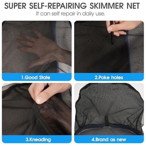 Upgraded Full Double Layer Pool Net Rake,17.5'' - Outer Heavy Duty Self-Repair Net & Inner Fine Mesh Net for Particle Debris, Above Ground & In-ground Swimming Pools, No Poles