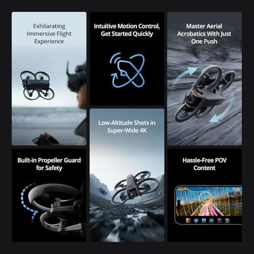 DJI Avata 2 FPV Drone with 3-Battery Fly More Combo, 4K Video, 128GB Memory, Landing Pad, 2 Year Warranty, Gray, Beginner to Advanced