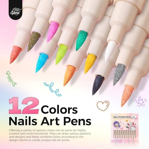 Quick-Dryings, Nail Marker for DIY Paint/Dotting/Liner, Home & Salon Manicure Tools, Great Gift, Non-Toxic, Beginner Friendly Nail Art Pens,12 Colors 0.7mm 3D Nail Polish Pens for Women B0DXKKV1GR