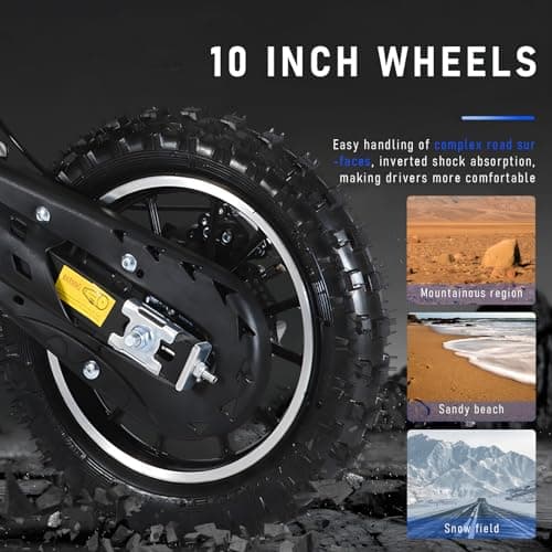 50CC Dirt Bike, 2-Stroke Kids Dirt Bike with 10-Inch Off-Rode Tire, Mini Bike with Front and Rear Disc Brake, Up to 25 Mph, Mini Bikes for Kids 8-14 Weight Support Up to 330 LBS Blue