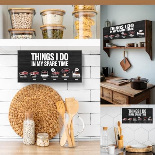 Things I Do In My Spare Time,Hanging Guy Car Enthusiast Wooden Signs, Office Wall Decor, Funny Humorous Home Decor Signs Suitable For Gifts To Colleagues And Friends 12 x 6 inch B0FT2J18CB