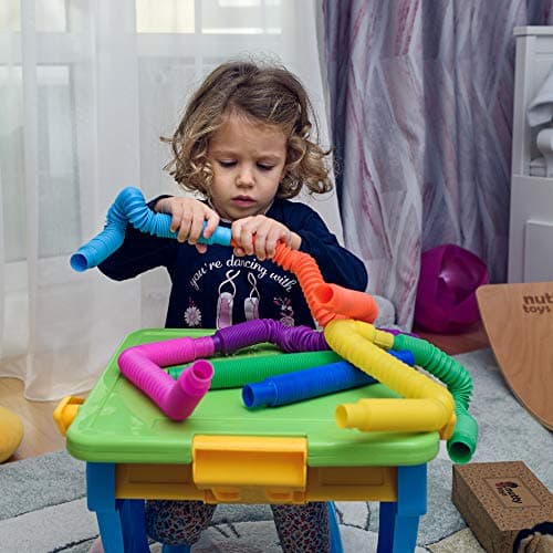 Nutty Toys Pop Tubes - Sensory Toys - Endless Creativity & Fun for Kids and Toddlers |8 Pack Large| - Connect & Pop! Top ADHD Autism Fidget 2025, Best Boy & Girl Christmas Stocking Stuffers Gift Idea