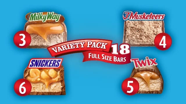 SNICKERS, TWIX, 3 MUSKETEERS, MILKY WAY Full Size Back to School Chocolate Bar Variety Pack, 18 ct Bulk Candy Box B00B42NQC2