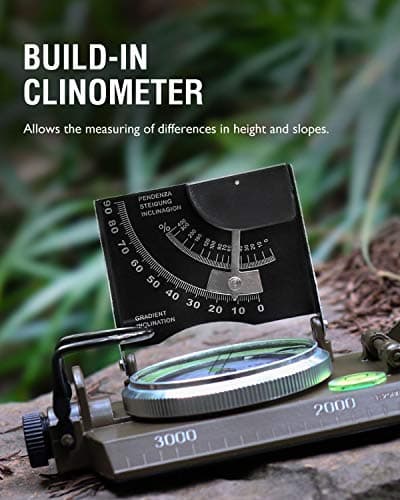 Eyeskey Multifunctional Military Sighting Navigation Compass with Inclinometer | Impact Resistant & Waterproof Compass for Hiking, Camping
