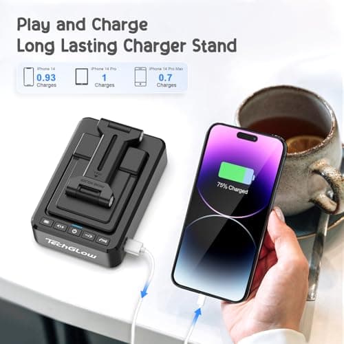 TechGlow Foldable Cellphone Stand with Bluetooth Speaker and Power Bank Birthday Gifts for Men Women Mother Father Boy Girl Teens Cool Tech Gadgets