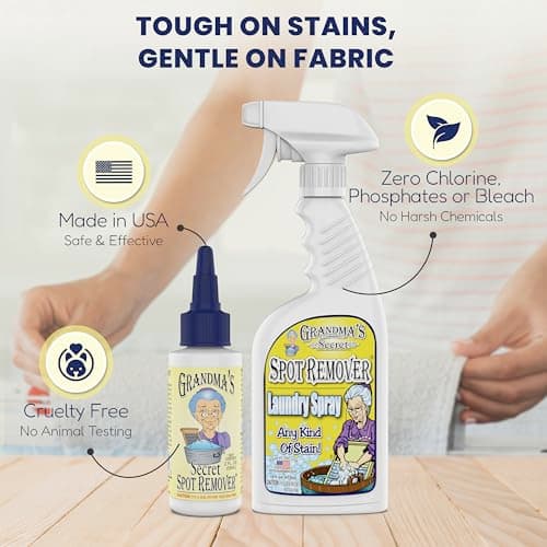 Grandma's Secret Spot Remover - Chlorine, Bleach and Toxin-Free Stain Remover - Stain Remover for Clothes - Fabric Stain Remover Removes Oil, Paint, Blood and Pet Stains – 2 Ounce