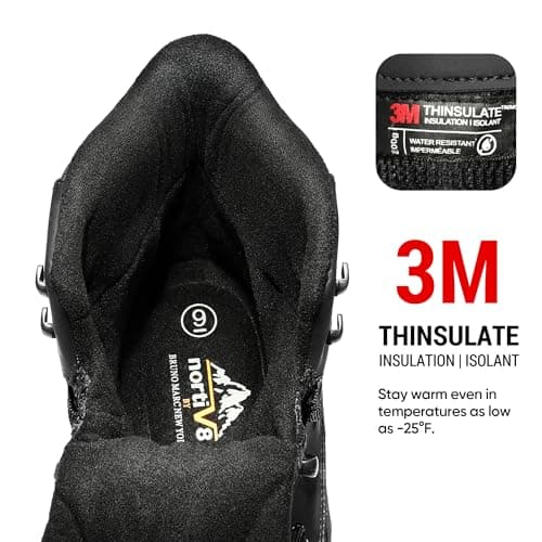 NORTIV 8 Men's Insulated Waterproof Construction Hiking Winter Snow Boots