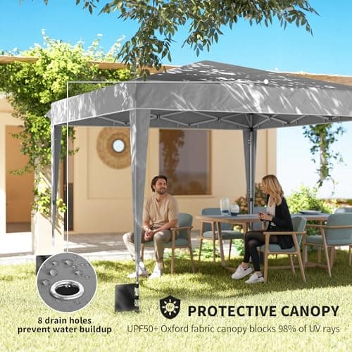 Outsunny 10 x 10 ft Pop Up Canopy Tent with Sidewalls, UPF50+ Outdoor Portable Instant Canopy Shelter with Carry Bag, Sandbags, Adjustable Height for Parties, Events, Camping, Light Gray