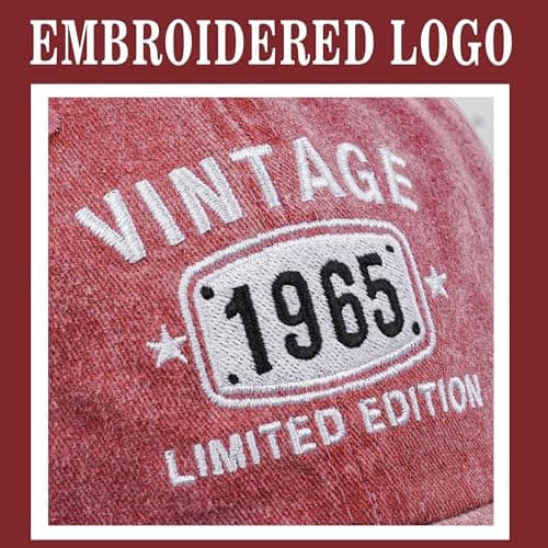 60th Birthday Gifts for Men Women 1965 Hats Vintage 60 Year Old Embroidered Baseball Cap