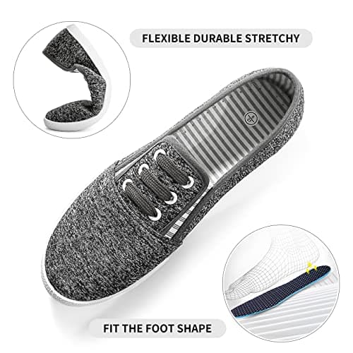 kufeiti Women's Canvas Slip On Shoes Sneakers for Women Fashion Comfortable White Black Elastic Sneakers for Women