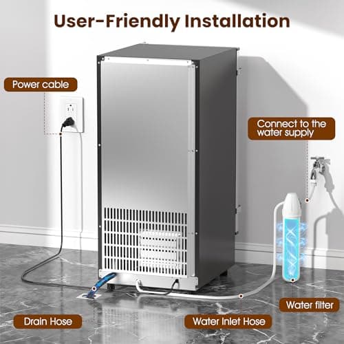 Coolake Ice Maker Under Counter 120lbs/day with 40lbs Storage, Outdoor Built-in Ice Maker Machine, Stainless Steel Self-cleaning Gravity Drainage Freestanding Ice Machine for Party Home Bar Restaurant