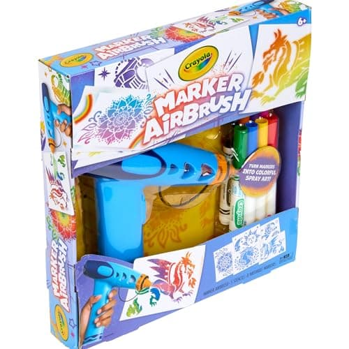 Arts & Crafts Toys for Kids, Birthday, Holiday Gifts for Girls & Boys 6+, Battery-Powered Sprayer Kids Activities Crayola Marker Airbrush Spray Art Kit, 8 Washable Markers, 5 Stencils B0DTB2N2D9