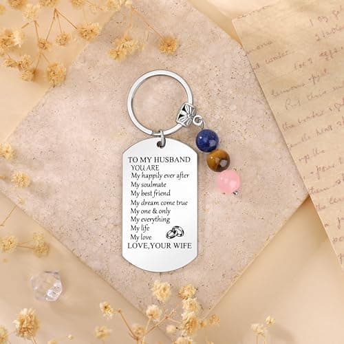 JoycuFF Keychain Gift for Women Christmas Birthday Gift for Best Friends Huaband Son Mom Stone Keychain