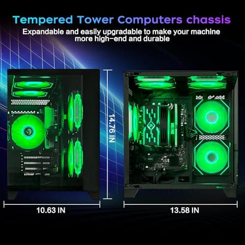 ALCPOK PC Gaming Desktop AMD Ryzen 7 5700G RAM 16G 3200MHz DDR4 1TB M.2 Prebuilt Computer Tower 550W Bronze Power Supply ARGB Air Colling Computer for Office Game