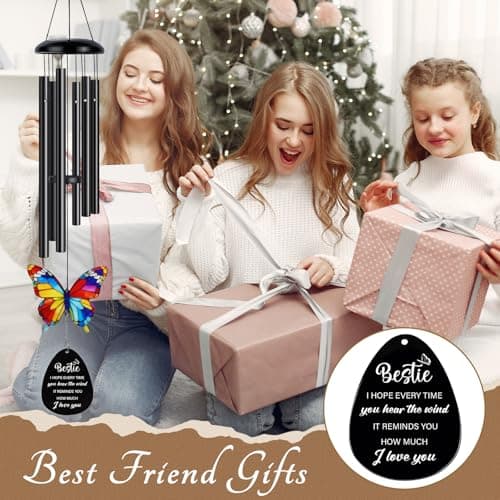 Best Friend Birthday Gifts for Women, Bestie Birthday Gifts for Women, Friendship Gift for Woman, Unique Bestie Gift Ideas for Woman Female Friend BFF, Butterfly Home Decor, Bestie Wind Chimes B0G1X9K44Y