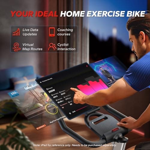 Merach Exercise Bike for Home Gym, Low Noise Stationary Bike with Brake Pad, Indoor Workout Bike with Self-Developed App, Tablet Mount and Fitness Courses for Weight Loss, 300 Lb Weight Capacity