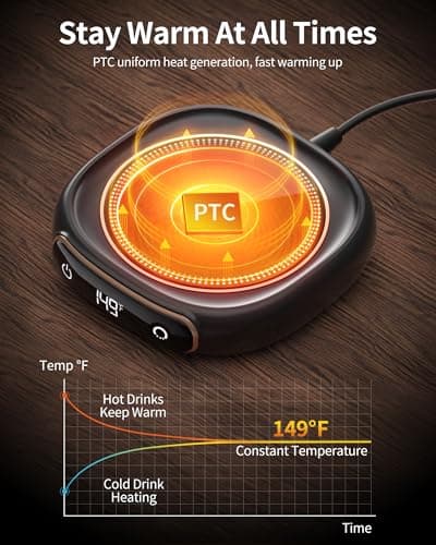 Coffee Mug Warmer, Cup Warmer for Desk with Auto Shut Off, 3 Temp Settings, Mug Warmer for Coffee, Beverage, Milk, Tea, Hot Chocolate, Coffee Warmer Plate in Your Home & Office, Gift (Dark Black)