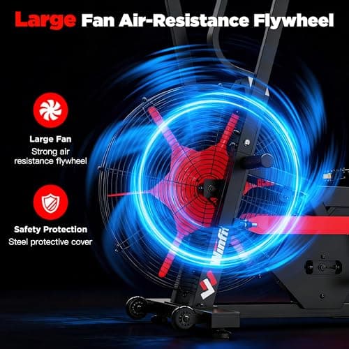Air Bike,Air-Resistance Exercise Fan Bike With Dual Acction Handlebars for Home Cardio Workout,Adjustable Indoor Cycling Bike,330lb Weight Capacity APP Connection Customizable Monitor