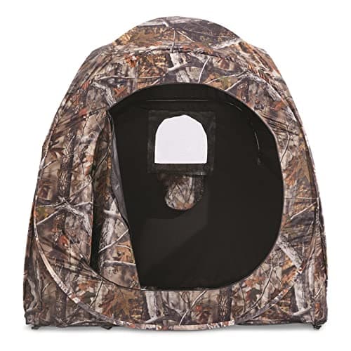 HuntRite Deluxe 4-Panel Spring Steel Hunting Blind; 2 Person Ground Tent for Deer and Turkey Season