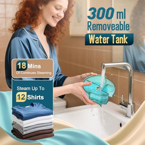 Steamer for Clothes, 1900W Strong Penetrating Steam Portable Handheld Garment Steamer Clothes Steamer with 3 Steam Settings, Fabric Brush, 300ml Big Capacity, Travel Steamers Iron Safe Removes Wrinkle