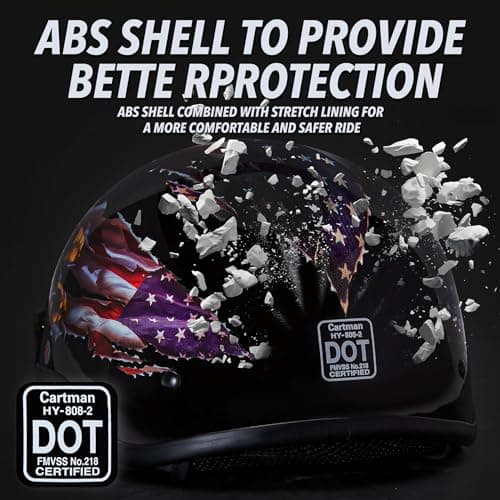 Cartman Cruiser Scooter Motorcycle Half Face Helmet, Patriotic Eagle USA Graphics, DOT Approved for Bike Scooter ATV UTV Chopper, Large