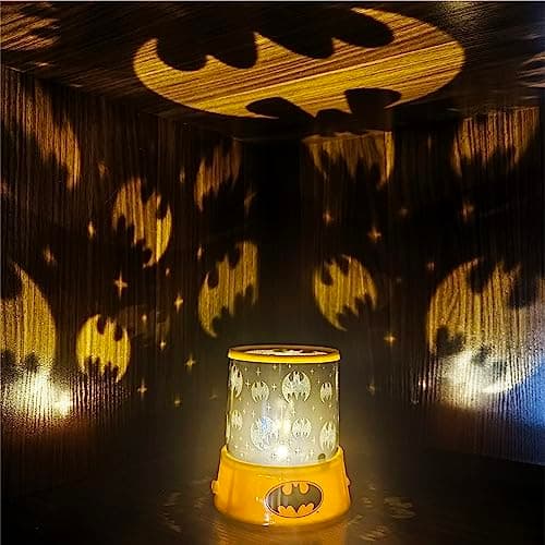 Idea Nuova Batman Color Changing Kids Lamp and Nightlight,LED Projection Light for Bedroom Décor, Superhero Night Lamp for Boys & Girls