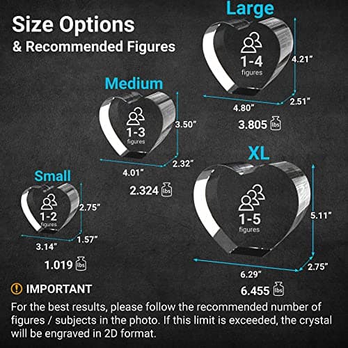 ArtPix 3D Crystal Photo, Personalized Gifts for Women, Wife, Men, Mom, Father, Her, Him, Dad, Grandpa, Great Customized Gift with Your Own Photo, Custom Glass 3D Laser Etched Picture Wedding - Heart