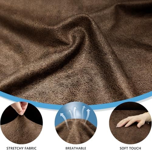 Pfrstuv 4-Piece T Couch Cover - Leather Look Slipcovers for 3 Cushion Sofa, Brown